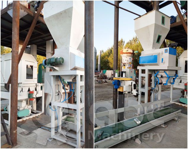 livestock feed pellets cooking & bagging machine in the feed mill