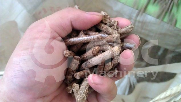 final extruded wood pellets from the complete wood pellet plant
