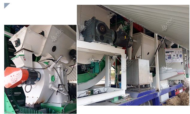 mobile cattle feed milling plant for processing forage pellets