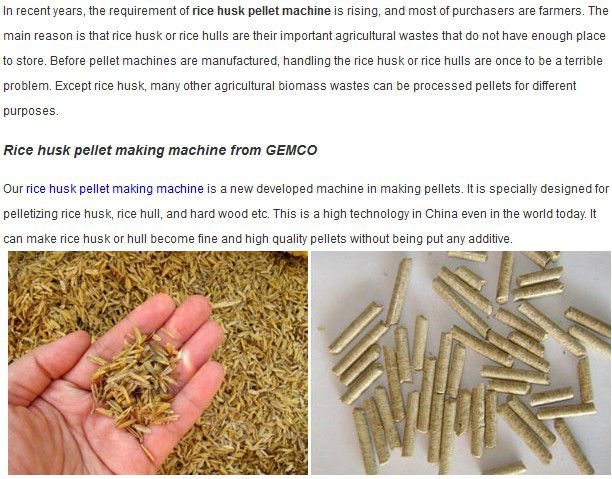 pelletizing rice husk