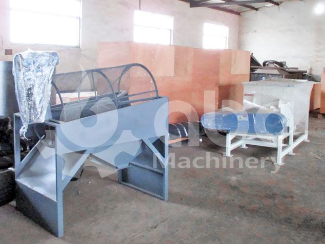 rotary screen and mixing machine for small biomass briquette making process