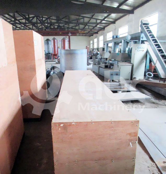 sawdust briquette making equipment being packing