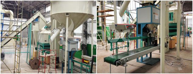 wood pellets cooling and bagging machine included in the line