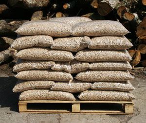 wood pellets in bags