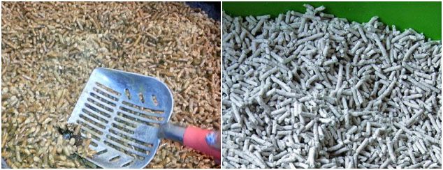 wood pellets and paper pellet used as cat litter